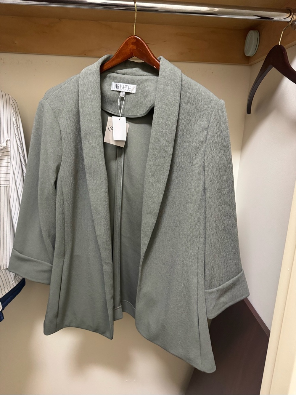 Kasper Mint Green Open-Front Blazer Jacket